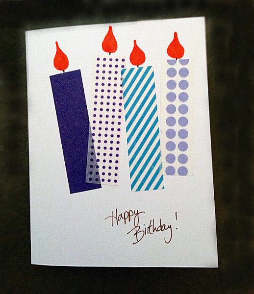 マスキングテープで可愛いロウソクのお誕生日カード