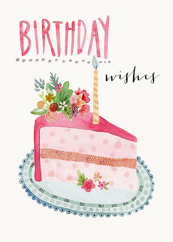 手書きショートケーキの可愛いお誕生日カード