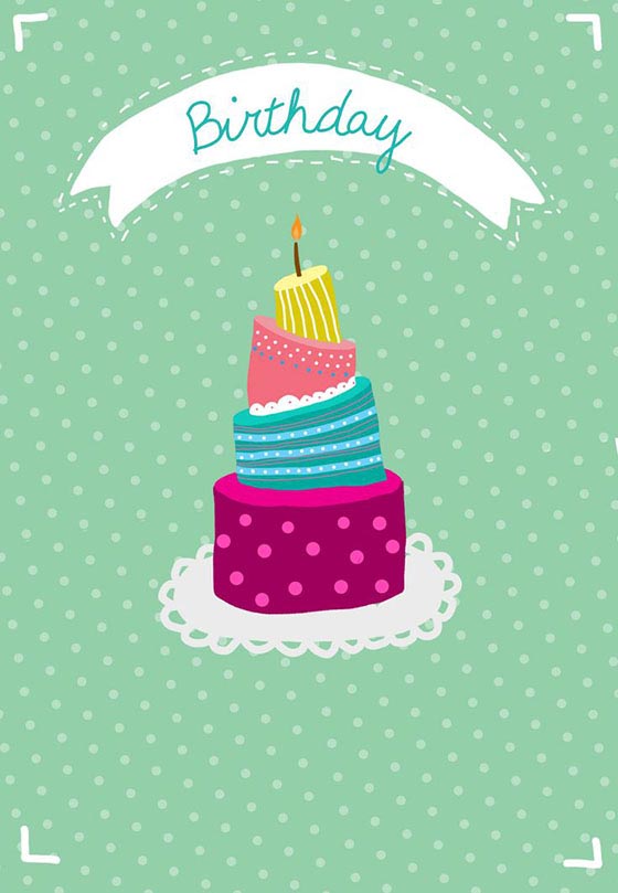 可愛いケーキのイラストのお誕生日カード
